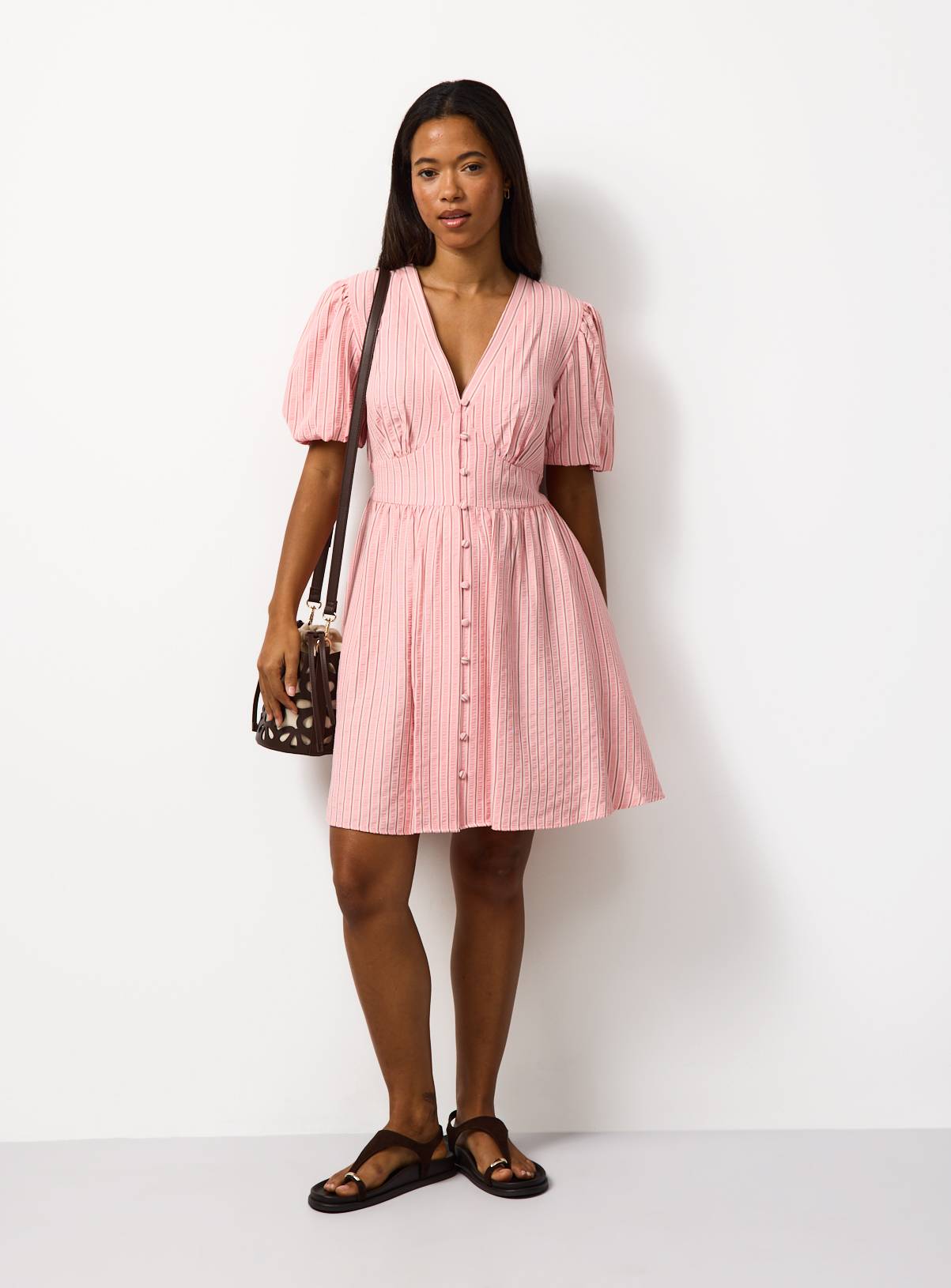 Pink Stripe Mini Tea Dress 10 - Image 1